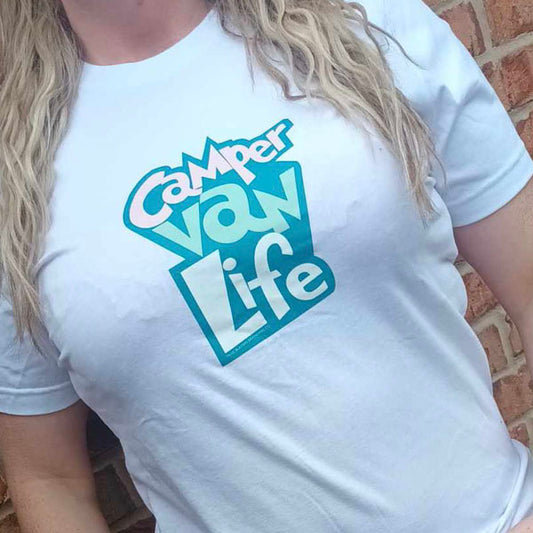 T-Shirt: Unisex Tee Shirt With "Camper Van Life we love it" on (various Sizes & colours available)