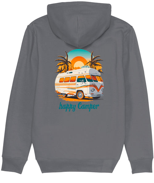 Hoodie: Unisex Gildan SoftStyle Hoodie with "Happy Camper" on (Various colours & sizes available)