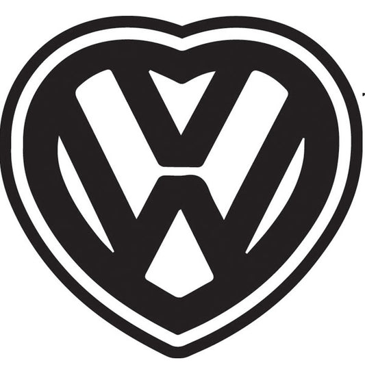 VW Heart Sticker ideal for any VW vehicle (4 size options available singles or pairs)