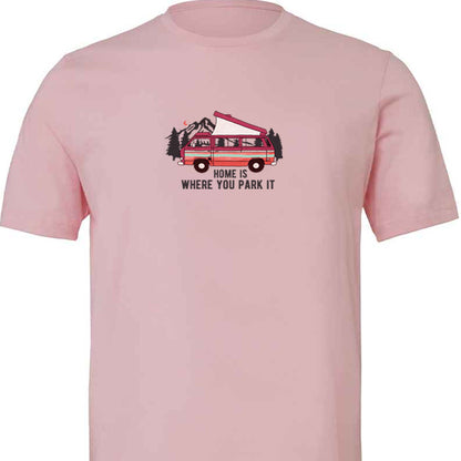 T-Shirt: Unisex Tee Shirt With "Home is where you park it" on the front (Various Colours & Sizes)