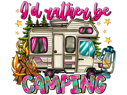 "I'd Rather Be camping" Premium Unisex Crew Neck Soft Cotton T-Shirt (Various colours & Sizes)