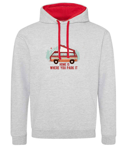 Hoodie: Unisex AWDis Varsity Hoodie (Various colours & sizes available) with Home is Where you Park It