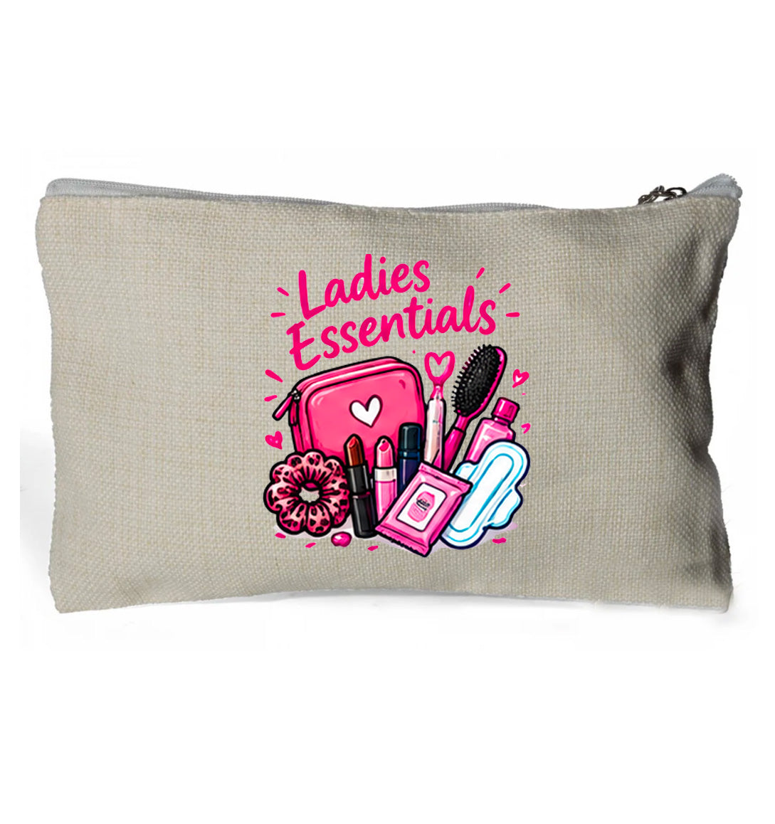 Ladies Essentials - Linen Zip Handy Bag 15 x 24cm  (no contents)