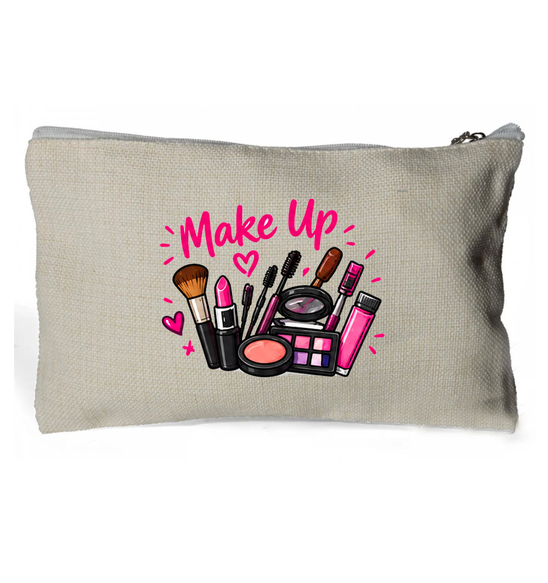 Makeup - Linen Zip Handy Bag 15 x 24cm  (no contents)