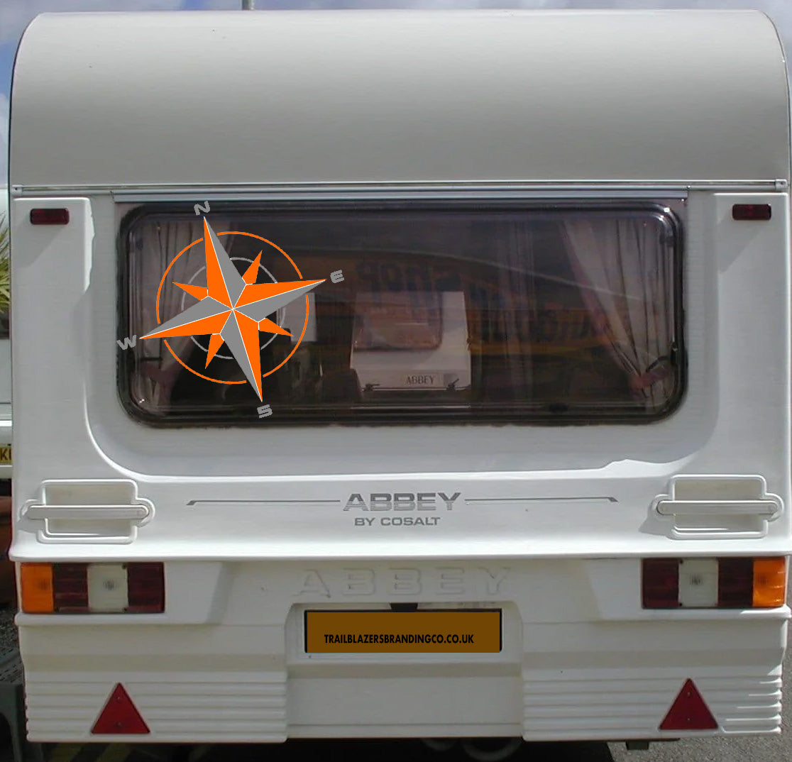 Double Coloured Big Compass Logo Vehicle Sticker x1 off (2 size options available single or pairs)