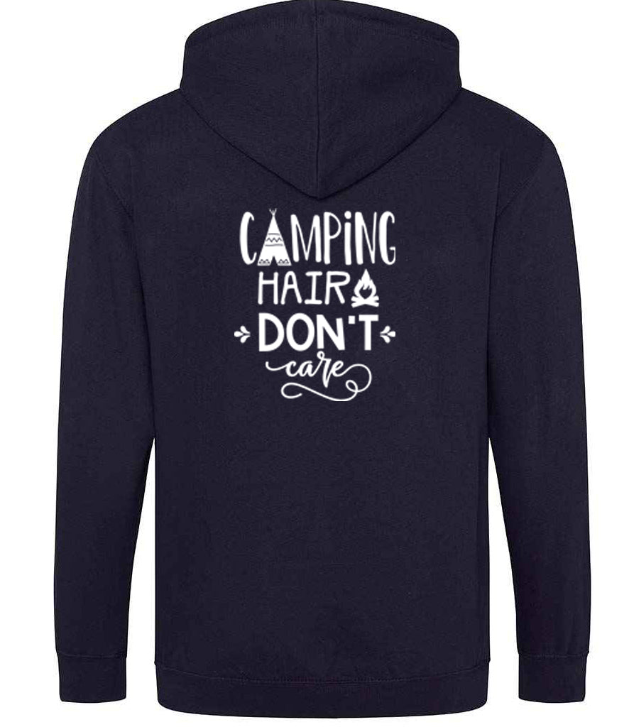 Zoodie: Unisex SoftStyle Hoodie with "Camping hair Don't Care" on (Various colours & sizes) available)