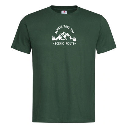 "Always Take The Scenic Route" Premium Unisex Crew Neck Soft Cotton T-Shirt (Various colours & Sizes)