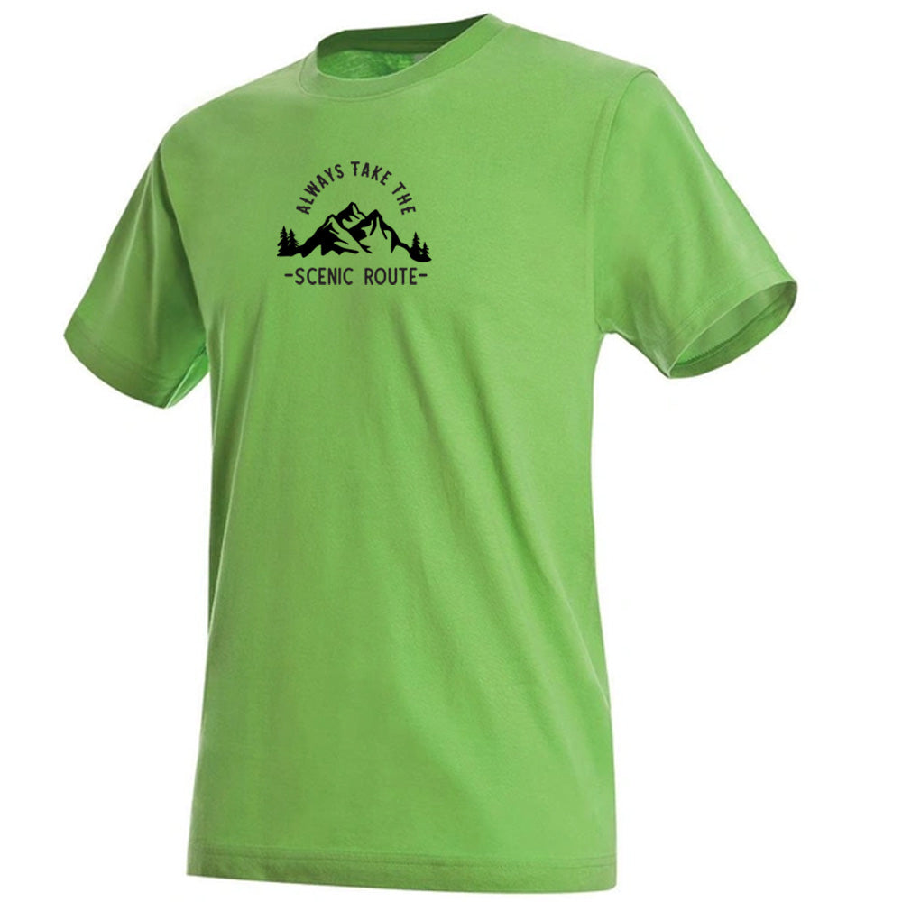 "Always Take The Scenic Route" Premium Unisex Crew Neck Soft Cotton T-Shirt (Various colours & Sizes)