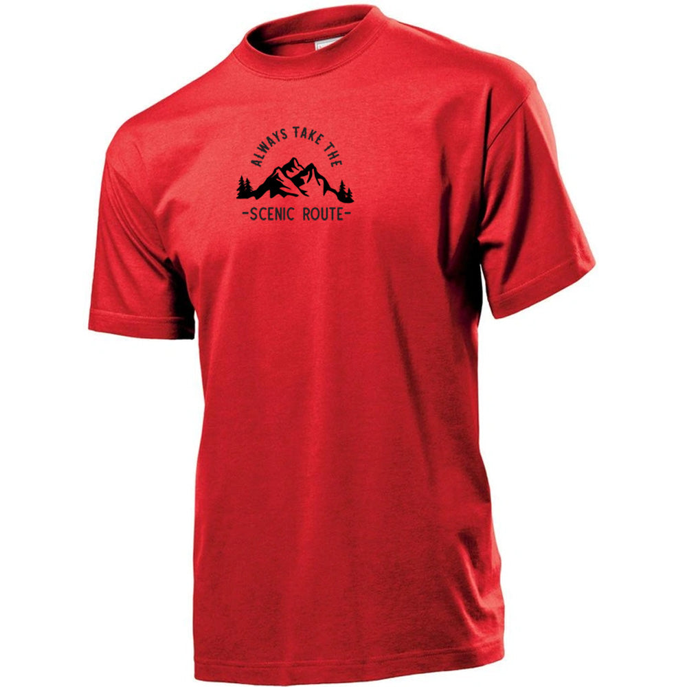 "Always Take The Scenic Route" Premium Unisex Crew Neck Soft Cotton T-Shirt (Various colours & Sizes)