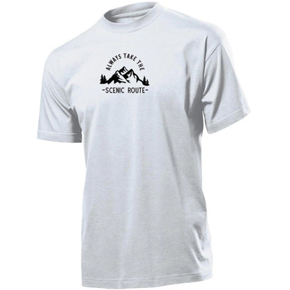 "Always Take The Scenic Route" Premium Unisex Crew Neck Soft Cotton T-Shirt (Various colours & Sizes)