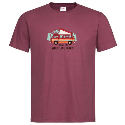 "Home Is Where You Park It" Premium Unisex Crew Neck Soft Cotton T-Shirt (Various colours & Sizes)