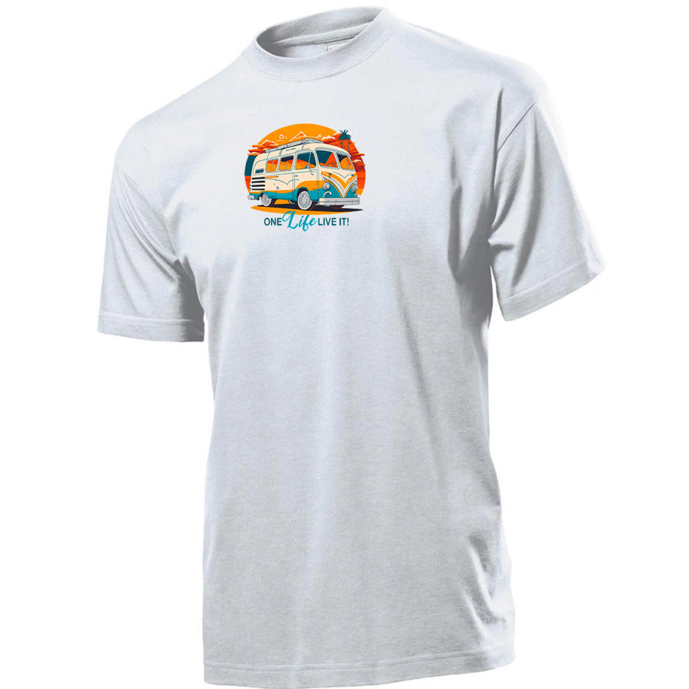 "Retro One Life Live It" Premium Unisex Crew Neck Soft Cotton T-Shirt (Various colours & Sizes)