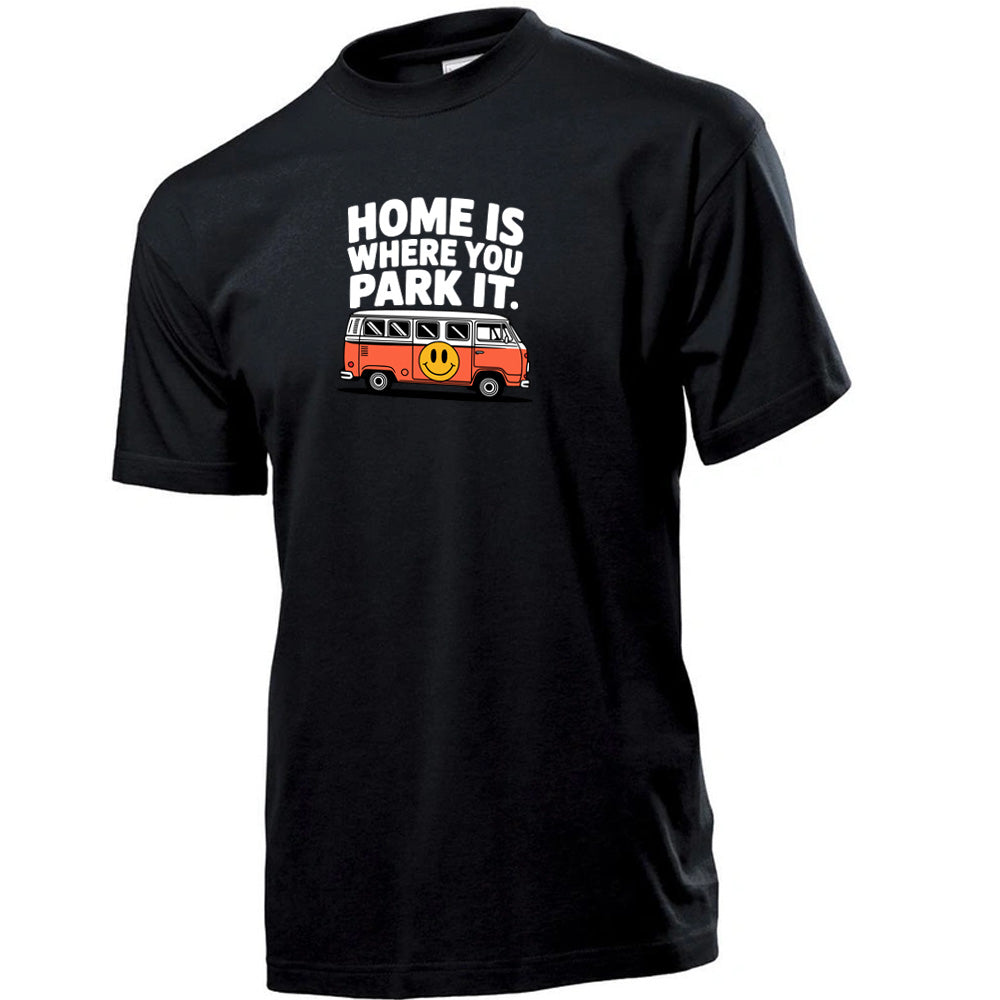 "Home Is Where You Park It VW Orange" Premium Unisex Crew Neck Soft Cotton T-Shirt (Various colours & Sizes)