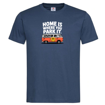 "Home Is Where You Park It VW Orange" Premium Unisex Crew Neck Soft Cotton T-Shirt (Various colours & Sizes)