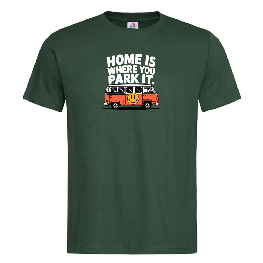 "Home Is Where You Park It VW Orange" Premium Unisex Crew Neck Soft Cotton T-Shirt (Various colours & Sizes)
