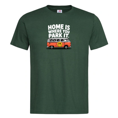 "Home Is Where You Park It VW Orange" Premium Unisex Crew Neck Soft Cotton T-Shirt (Various colours & Sizes)