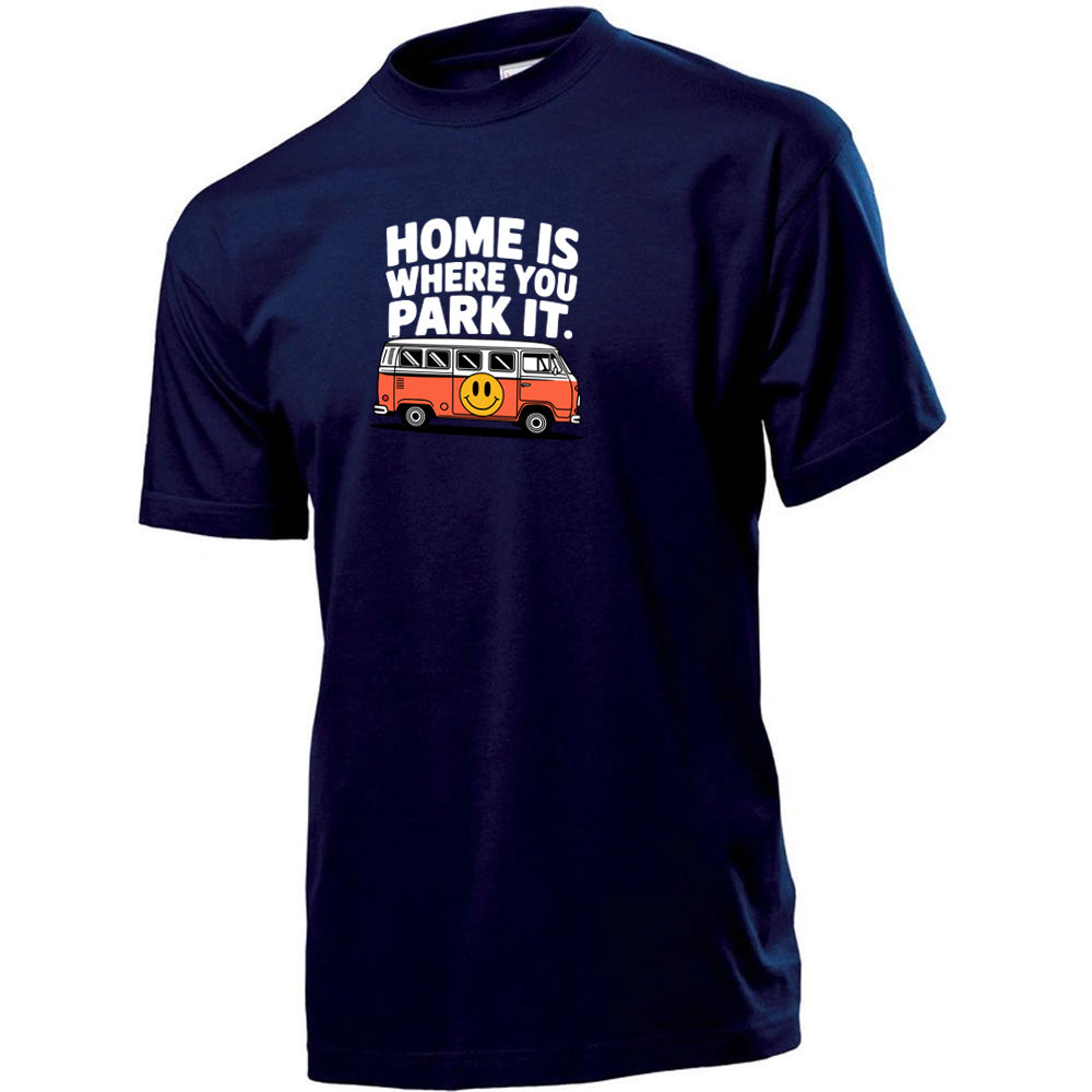 "Home Is Where You Park It VW Orange" Premium Unisex Crew Neck Soft Cotton T-Shirt (Various colours & Sizes)