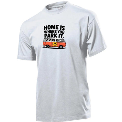 "Home Is Where You Park It VW Orange" Premium Unisex Crew Neck Soft Cotton T-Shirt (Various colours & Sizes)