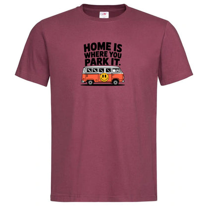 "Home Is Where You Park It VW Orange" Premium Unisex Crew Neck Soft Cotton T-Shirt (Various colours & Sizes)