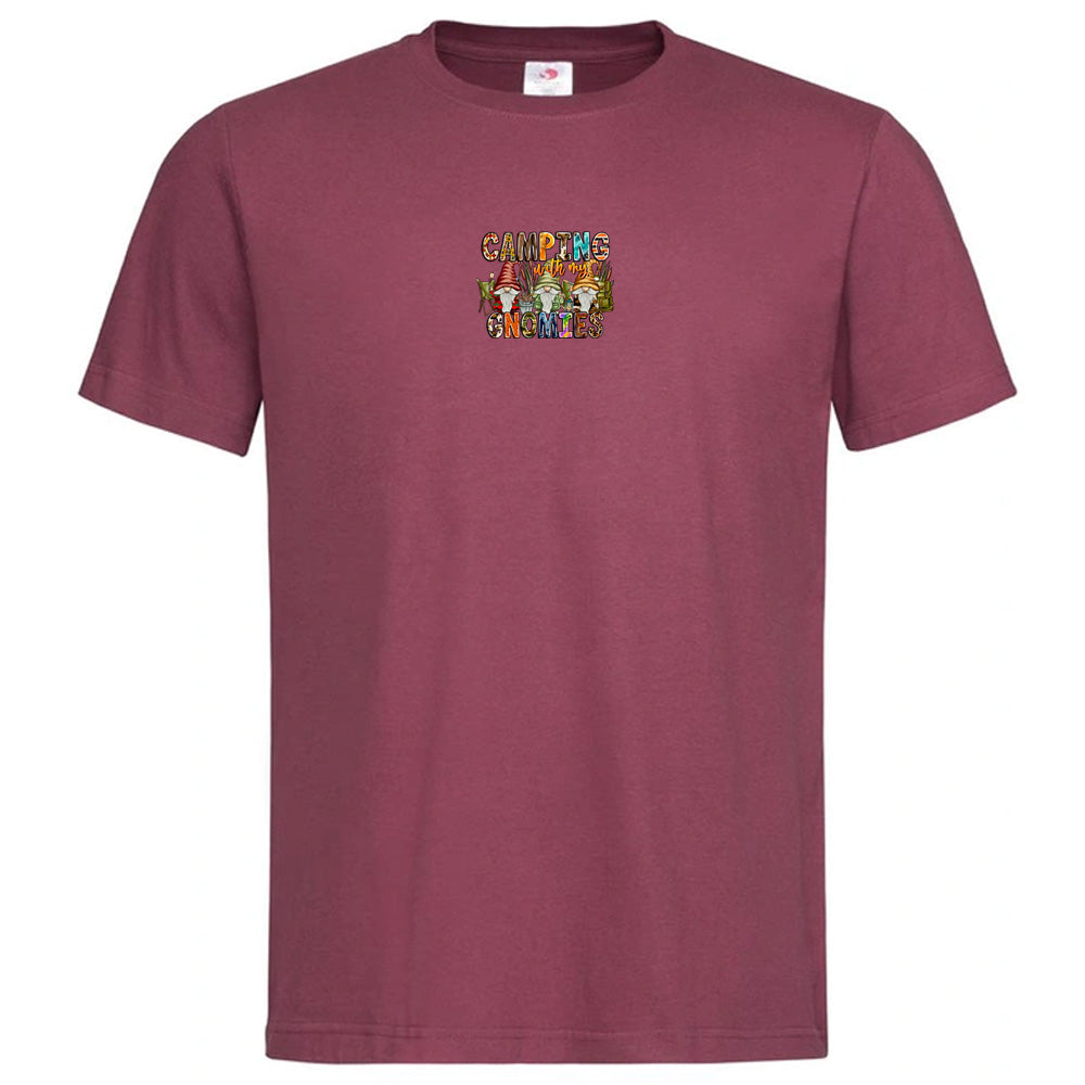 "Camping With My Gnomies" Premium Unisex Crew Neck Soft Cotton T-Shirt (Various colours & Sizes)