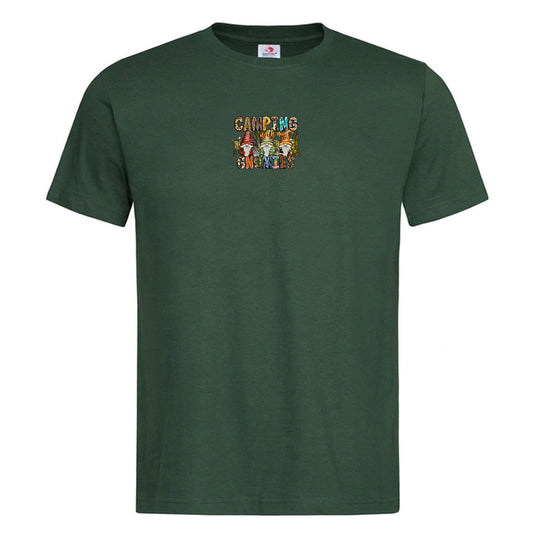 "Camping With My Gnomies" Premium Unisex Crew Neck Soft Cotton T-Shirt (Various colours & Sizes)