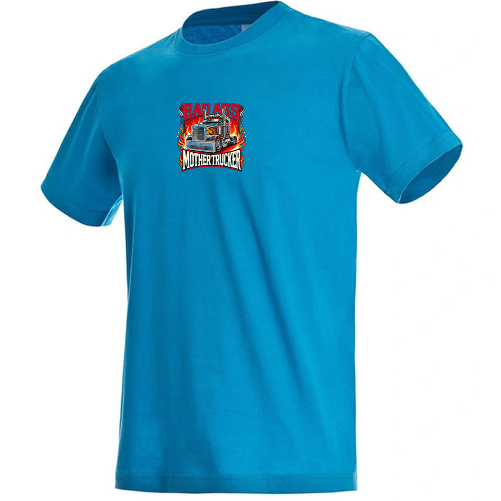 "Badass Mother Trucker" Premium Unisex Crew Neck Soft Cotton T-Shirt (Various colours & Sizes)