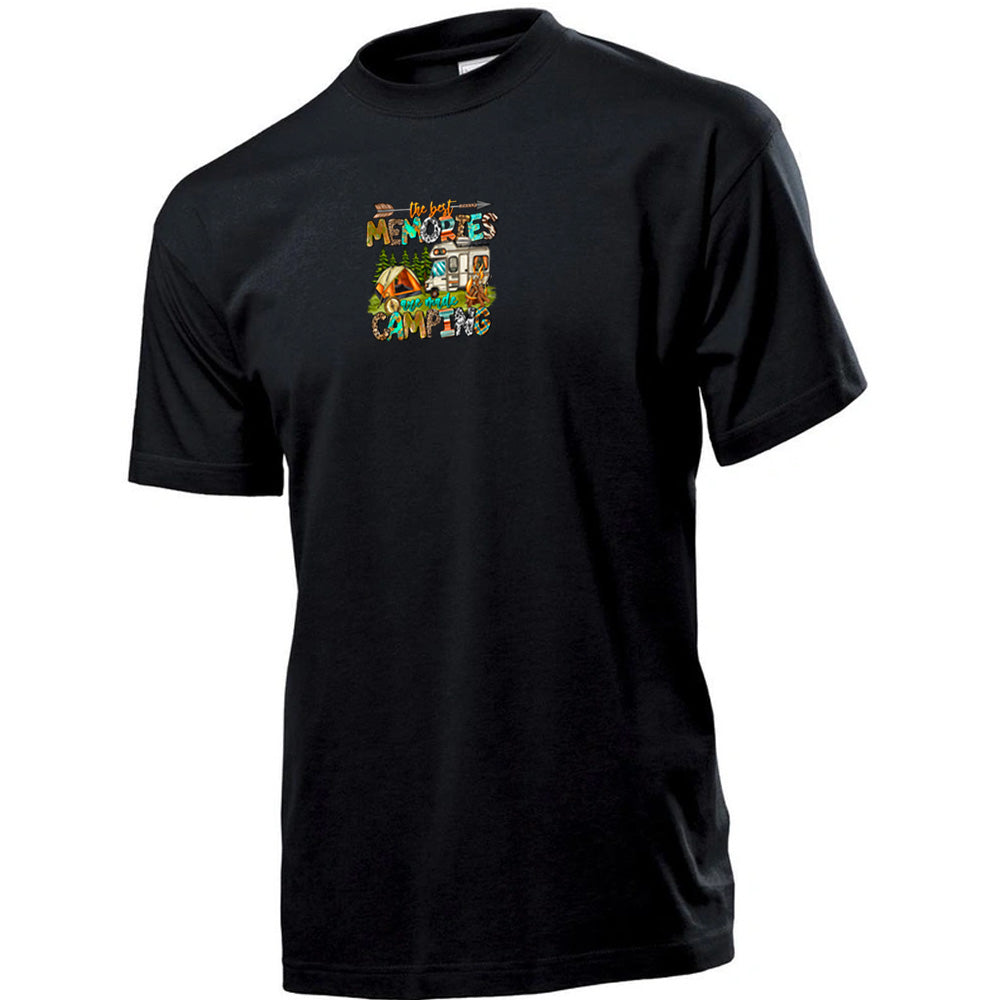 "Best Memories Are Made Camping" Premium Unisex Crew Neck Soft Cotton T-Shirt (Various colours & Sizes)