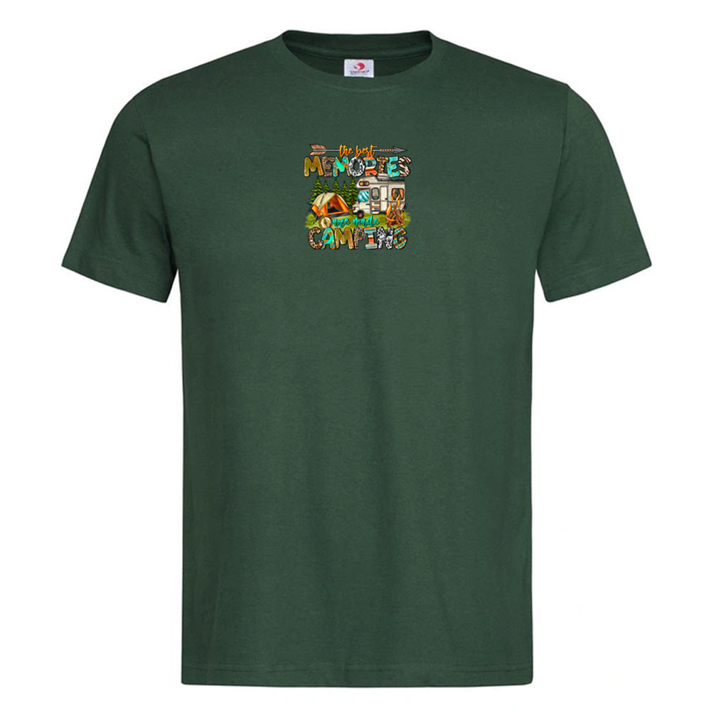 "Best Memories Are Made Camping" Premium Unisex Crew Neck Soft Cotton T-Shirt (Various colours & Sizes)