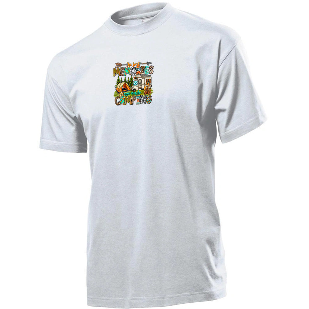 "Best Memories Are Made Camping" Premium Unisex Crew Neck Soft Cotton T-Shirt (Various colours & Sizes)