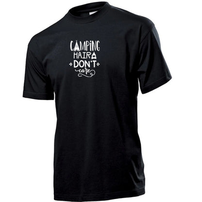 "Camping Hair Don't Care" Premium Unisex Crew Neck Soft Cotton T-Shirt (Various colours & Sizes)