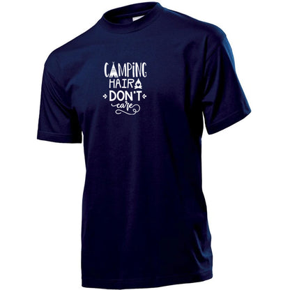 "Camping Hair Don't Care" Premium Unisex Crew Neck Soft Cotton T-Shirt (Various colours & Sizes)
