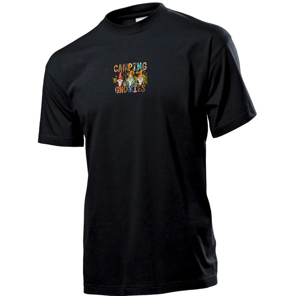 "Camping With My Gnomies" Premium Unisex Crew Neck Soft Cotton T-Shirt (Various colours & Sizes)