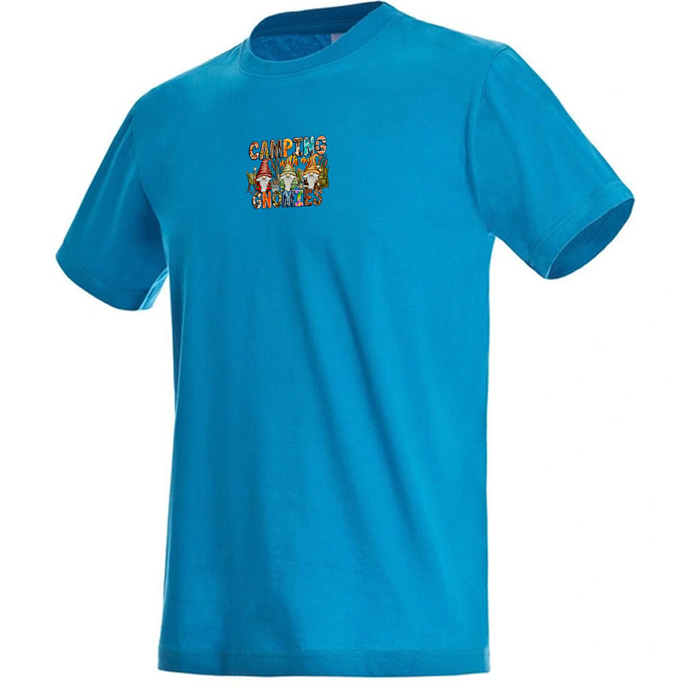 "Camping With My Gnomies" Premium Unisex Crew Neck Soft Cotton T-Shirt (Various colours & Sizes)