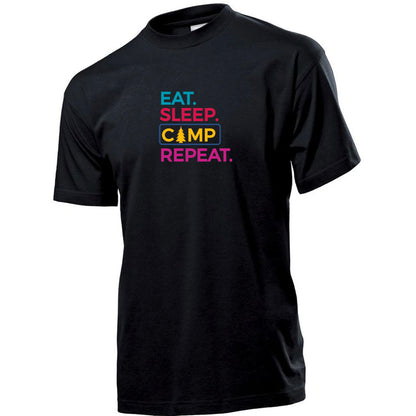 Premium Unisex Crew Neck Soft Cotton T-Shirt "Eat Sleep Camp Repeat" (Various colours & Sizes)