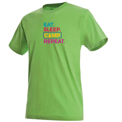 Premium Unisex Crew Neck Soft Cotton T-Shirt "Eat Sleep Camp Repeat" (Various colours & Sizes)