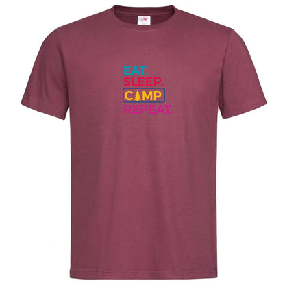 Premium Unisex Crew Neck Soft Cotton T-Shirt "Eat Sleep Camp Repeat" (Various colours & Sizes)