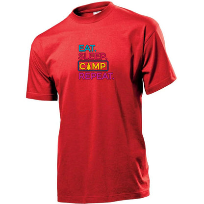 Premium Unisex Crew Neck Soft Cotton T-Shirt "Eat Sleep Camp Repeat" (Various colours & Sizes)