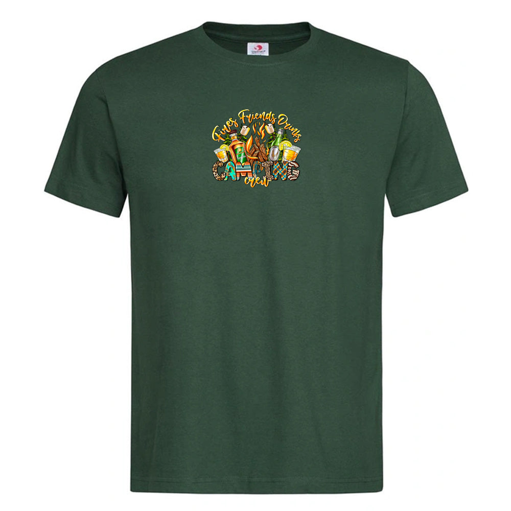 "Fire, Friends & Drinks" Premium Unisex Crew Neck Soft Cotton T-Shirt (Various colours & Sizes)