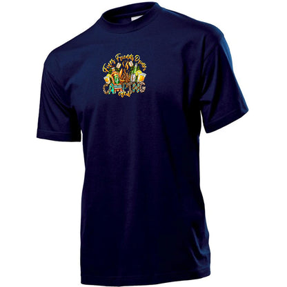 "Fire, Friends & Drinks" Premium Unisex Crew Neck Soft Cotton T-Shirt (Various colours & Sizes)