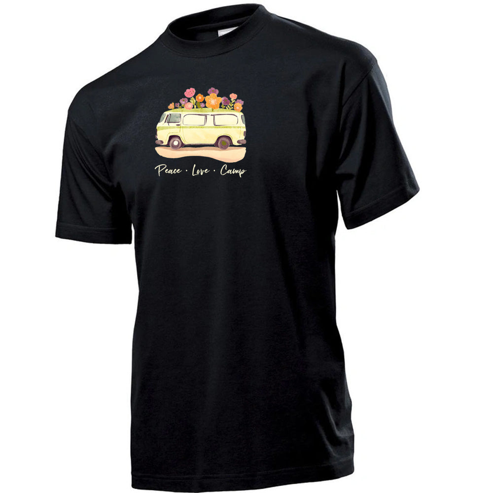 "Peace Love Camp" Premium Unisex Crew Neck Soft Cotton T-Shirt (Various colours & Sizes)