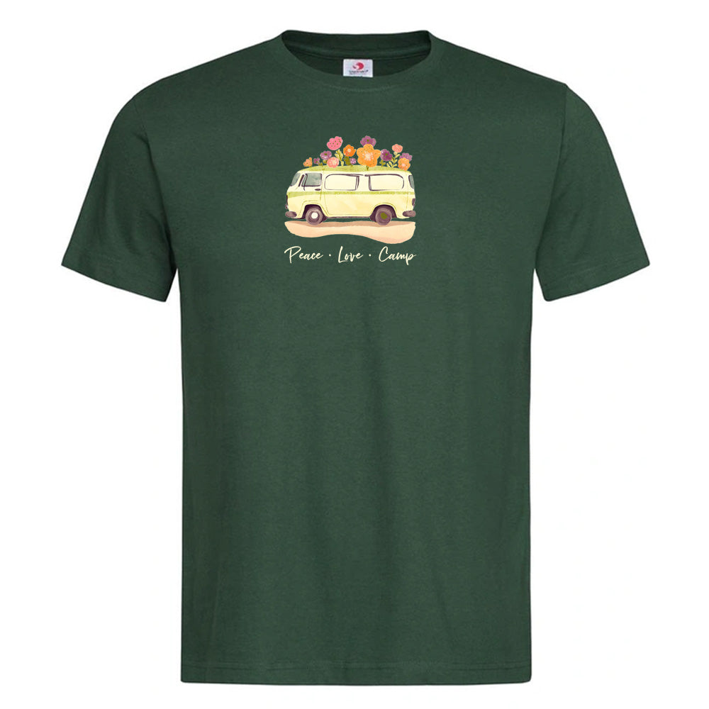 "Peace Love Camp" Premium Unisex Crew Neck Soft Cotton T-Shirt (Various colours & Sizes)