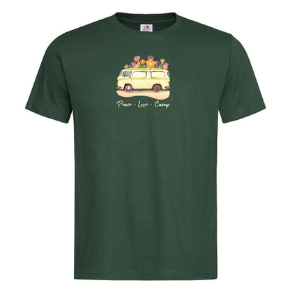 "Peace Love Camp" Premium Unisex Crew Neck Soft Cotton T-Shirt (Various colours & Sizes)
