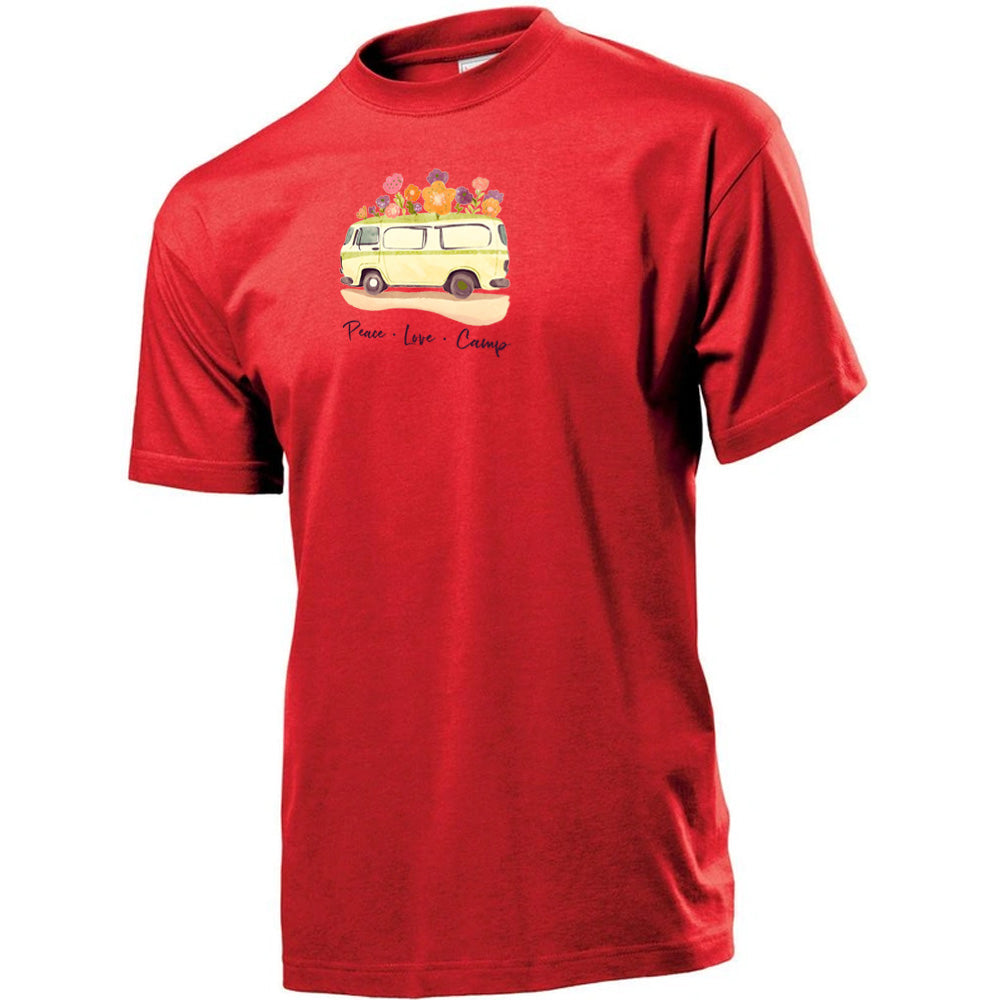"Peace Love Camp" Premium Unisex Crew Neck Soft Cotton T-Shirt (Various colours & Sizes)