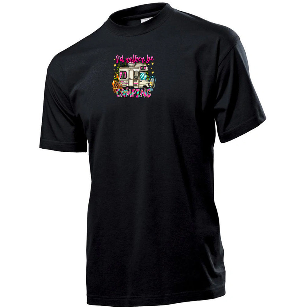 "I'd Rather Be camping" Premium Unisex Crew Neck Soft Cotton T-Shirt (Various colours & Sizes)