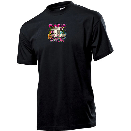 "I'd Rather Be camping" Premium Unisex Crew Neck Soft Cotton T-Shirt (Various colours & Sizes)