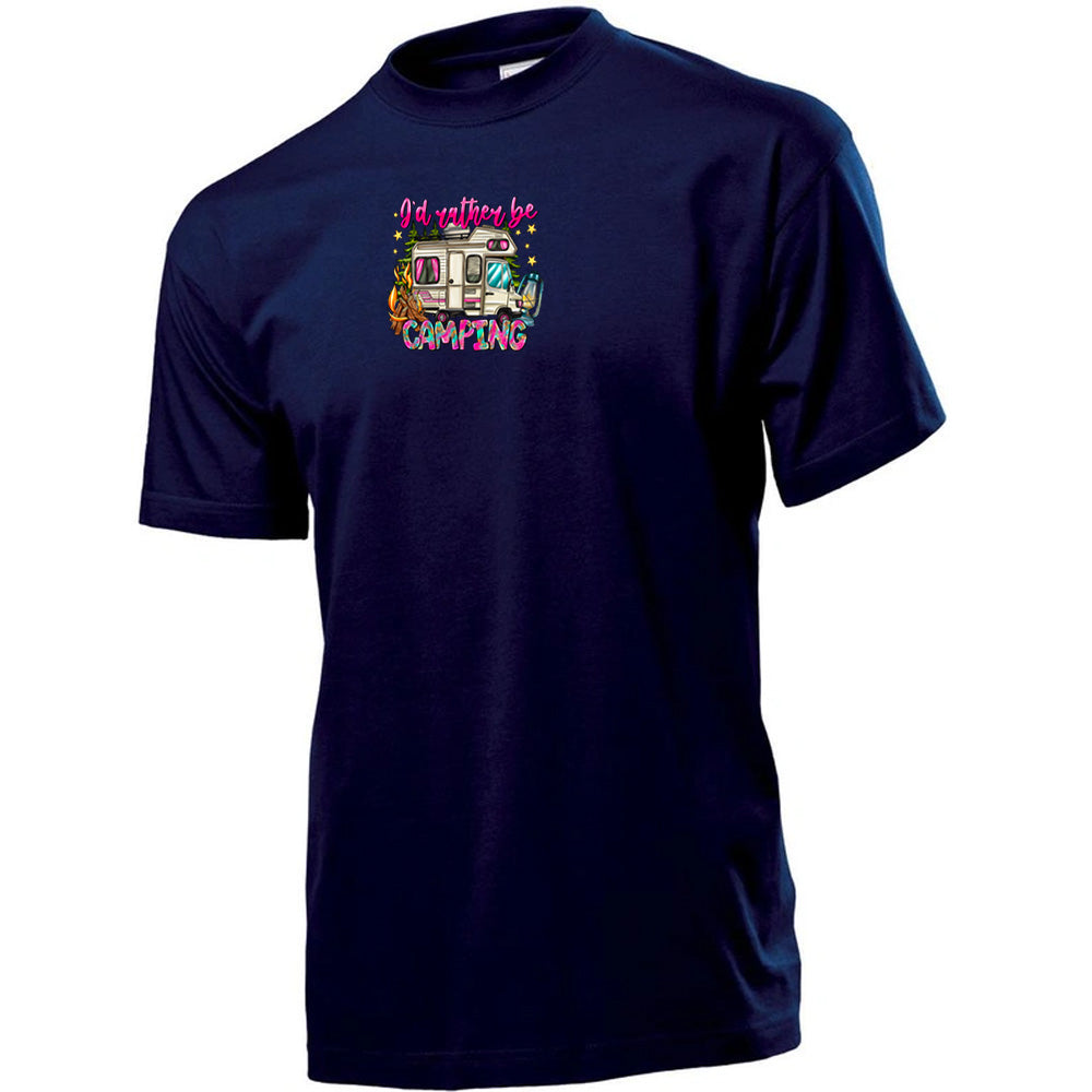 "I'd Rather Be camping" Premium Unisex Crew Neck Soft Cotton T-Shirt (Various colours & Sizes)