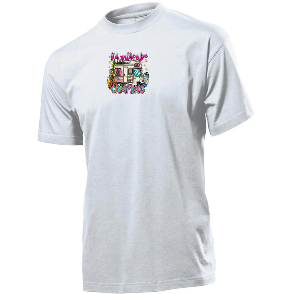 "I'd Rather Be camping" Premium Unisex Crew Neck Soft Cotton T-Shirt (Various colours & Sizes)