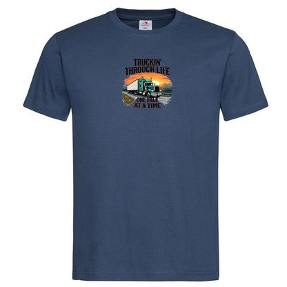 Premium Unisex Crew Neck Soft Cotton T-Shirt "Trucking Through Life" (Various colours & Sizes)