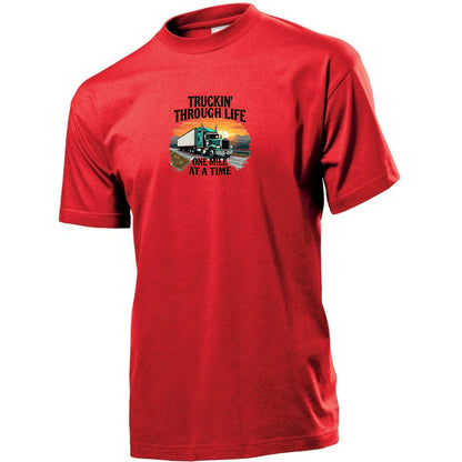Premium Unisex Crew Neck Soft Cotton T-Shirt "Trucking Through Life" (Various colours & Sizes)