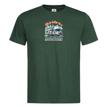 "Life is Better in A Motorhome" Premium Unisex Crew Neck Soft Cotton T-Shirt (Various colours & Sizes)